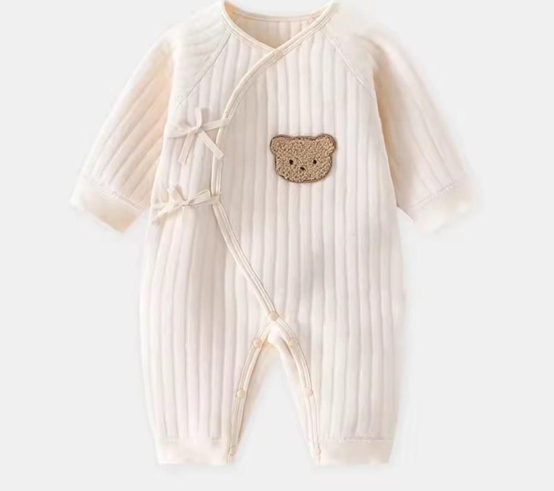 Ted's Wrap Boucle Sleepsuit- Beige