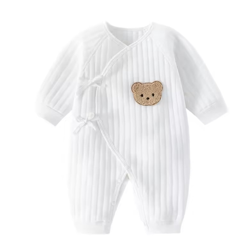 Ted's Wrap Boucle Sleepsuit- White