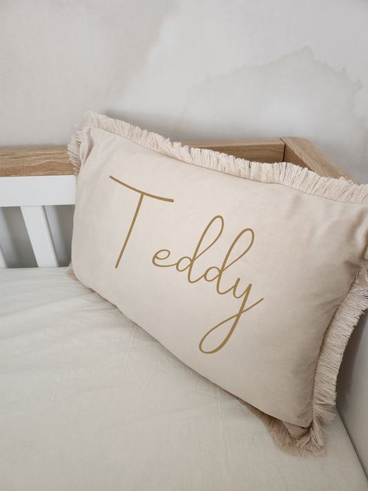 Personalized Beige Velvet Cushion