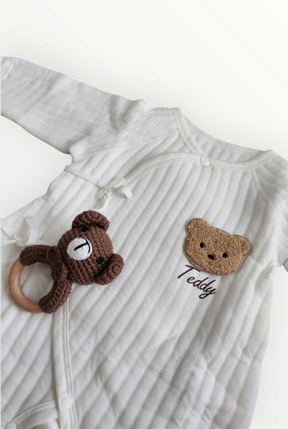 Ted's Wrap Boucle Sleepsuit- White