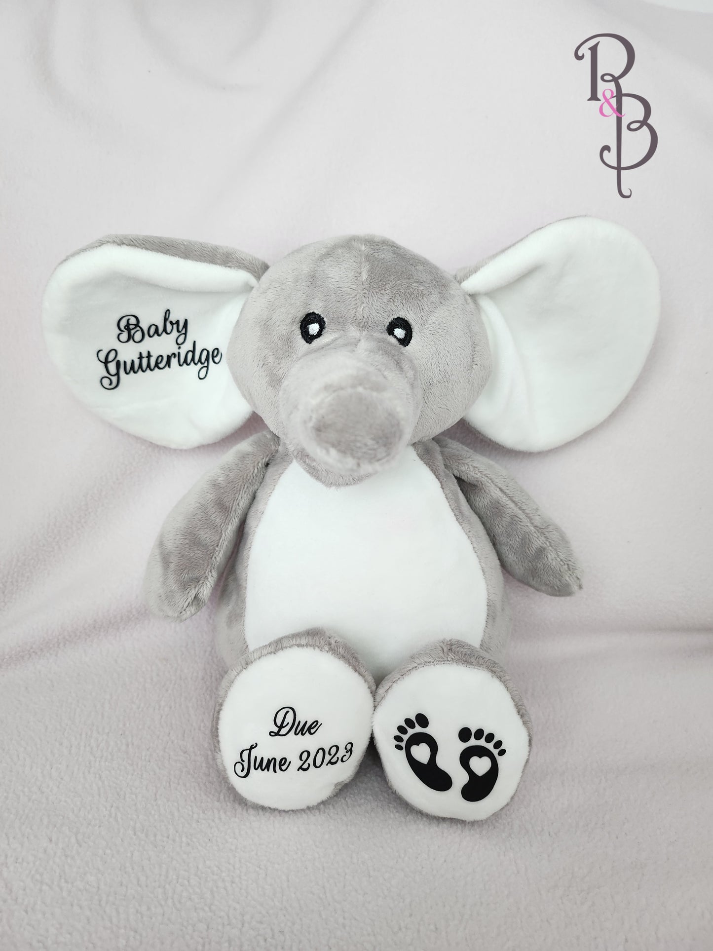 Rose & Blooms Baby Elephant Announcement Keepsake